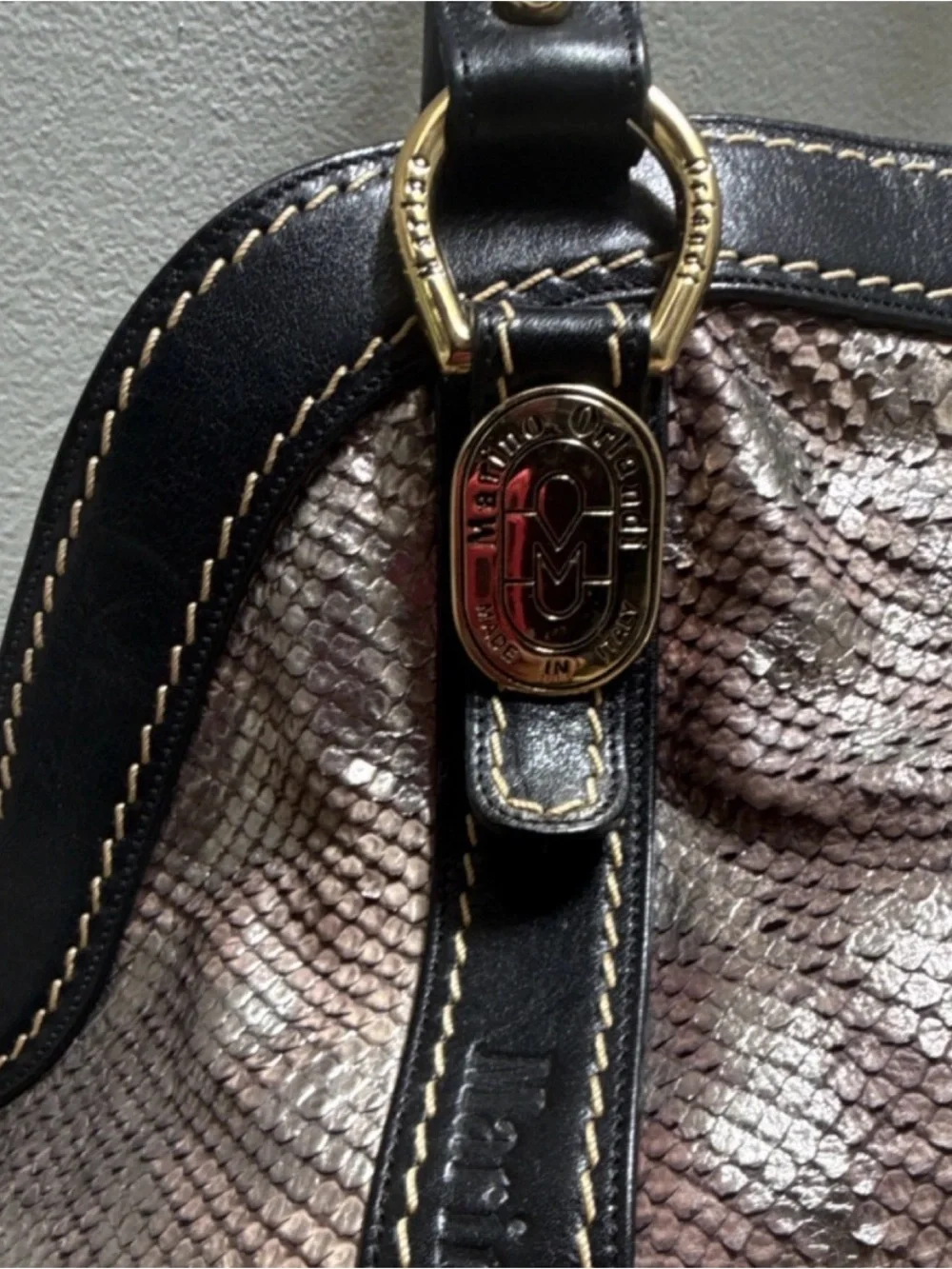 VINTAGE Marino Orlandi Designer Snake Print Satchel Bag